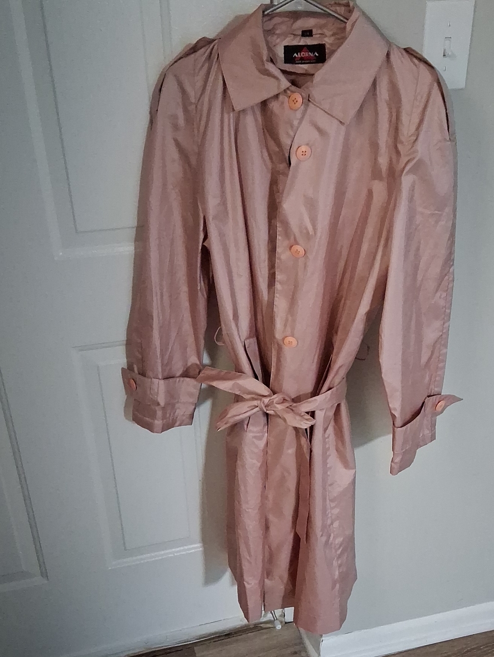 ALDONA Blush Trench Coat with Self-Tie Belt
